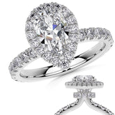 Pear Halo Moissanite Engagement Ring with Hidden Collar