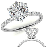 6-Prong Round Brilliant Moissanite Engagement Ring with Collar