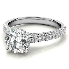 Round Pave Cathedral Moissanite Engagement Ring