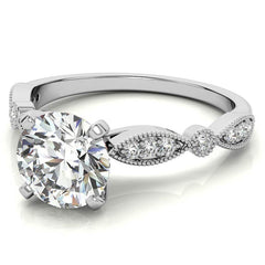 Scalloped Design Moissanite Engagement Ring with Milgrain