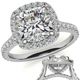 Cushion Halo Cathedral Moissanite Engagement Ring