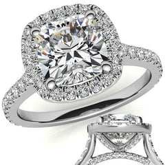 Cushion Halo Cathedral Moissanite Engagement Ring