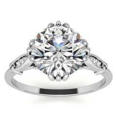 Antique Round Fishtail Prong Moissanite Engagement Ring