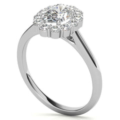 Oval Halo Moissanite Cathedral Engagement Ring