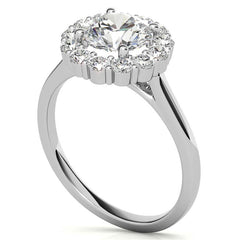 Round Halo Moissanite Cathedral Engagement Ring