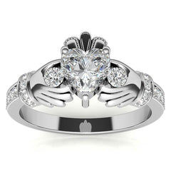 6mm Heart Claddagh Moissanite Engagement Ring