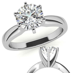 Wider Band Round Brilliant Moissanite Solitaire Ring