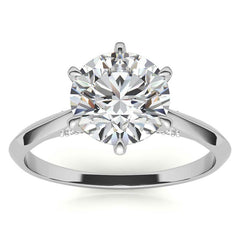 Round 6-Prong Cathedral Moissanite Engagement Ring