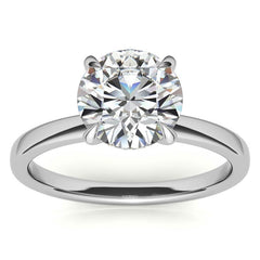 2mm Round Brilliant Moissanite Solitaire Ring with Hidden Halo