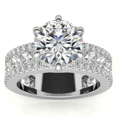 Round and Princess cut Moissanite Engagement Ring with Hidden Halo