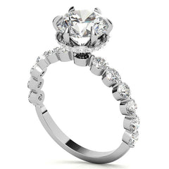 Round Brilliant Moissanite Engagement Ring with Hidden Halo