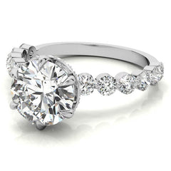 Round Brilliant Moissanite Engagement Ring with Hidden Halo