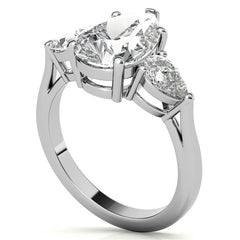 Pear 3-Stone Moissanite Engagement Ring
