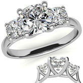 Cushion Trellis Moissanite Three-Stone Engagement Ring