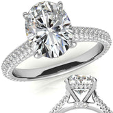 Oval Hidden Halo Pave Style Moissanite Engagement Ring