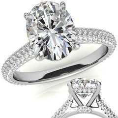 Oval Hidden Halo Pave Style Moissanite Engagement Ring