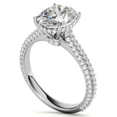Oval Hidden Halo Pave Style Moissanite Engagement Ring