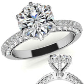 Round Accented 6-Prong Moissanite Engagement Ring