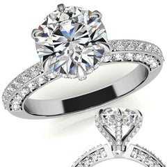 Round Accented 6-Prong Moissanite Engagement Ring