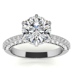 Round Accented 6-Prong Moissanite Engagement Ring