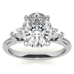 Oval and Pear Three-Stone Moissanite Engagement Ring