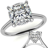 Cushion Cathedral Hidden Halo Moissanite Engagement Ring