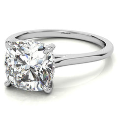 Cushion Cathedral Hidden Halo Moissanite Engagement Ring