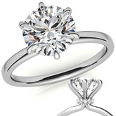 Round Petite Hidden Collar Moissanite Solitaire Ring