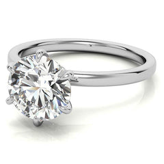 Round Petite Hidden Collar Moissanite Solitaire Ring