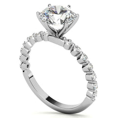 Round Single Prong Moissanite and Diamond Engagement Ring