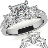 Princess 3-Stone Moissanite Channel Engagement Ring
