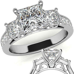 Princess 3-Stone Moissanite Channel Engagement Ring