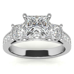 Princess 3-Stone Moissanite Channel Engagement Ring