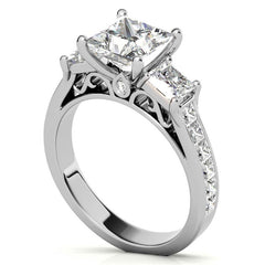 Princess 3-Stone Moissanite Channel Engagement Ring