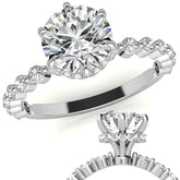 Round Brilliant Moissanite and Diamond Collar Engagement Ring