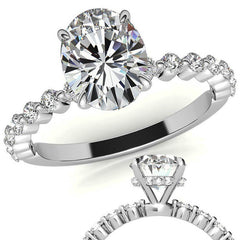 Oval Moissanite and Diamond Band Engagement Ring