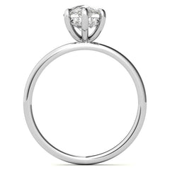 Pear Moissanite Solitaire Ring with Hidden Halo and Plain Band