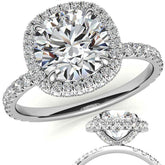 Round Encircled Moissanite Halo Engagement Ring