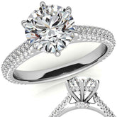 6-Prong Round Brilliant Moissanite Pave Engagement Ring