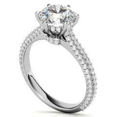 6-Prong Round Brilliant Moissanite Pave Engagement Ring
