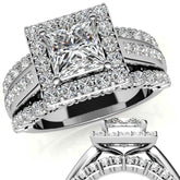 Channel and Prong Multi-Band Princess cut Moissanite Engagement Ring