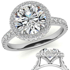 Round Cathedral Halo Moissanite Engagement Ring