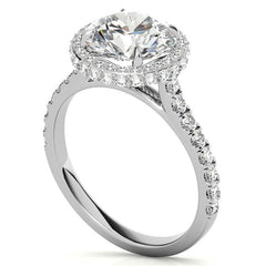 Round Cathedral Halo Moissanite Engagement Ring