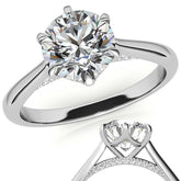 Round Cathedral Moissanite Engagement Ring