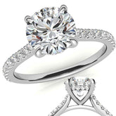 Round Cathedral Moissanite Engagement Ring with Hidden Halo