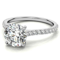Round Cathedral Moissanite Engagement Ring with Hidden Halo