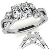 Cushion Floral Inspired Trellis Ivy Moissanite Engagement Ring