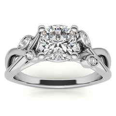 Cushion Floral Inspired Trellis Ivy Moissanite Engagement Ring