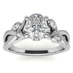 Oval Floral Inspired Trellis Ivy Moissanite Engagement Ring