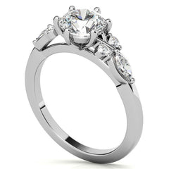 Round and Marquise Cathedral Moissanite Engagement Ring